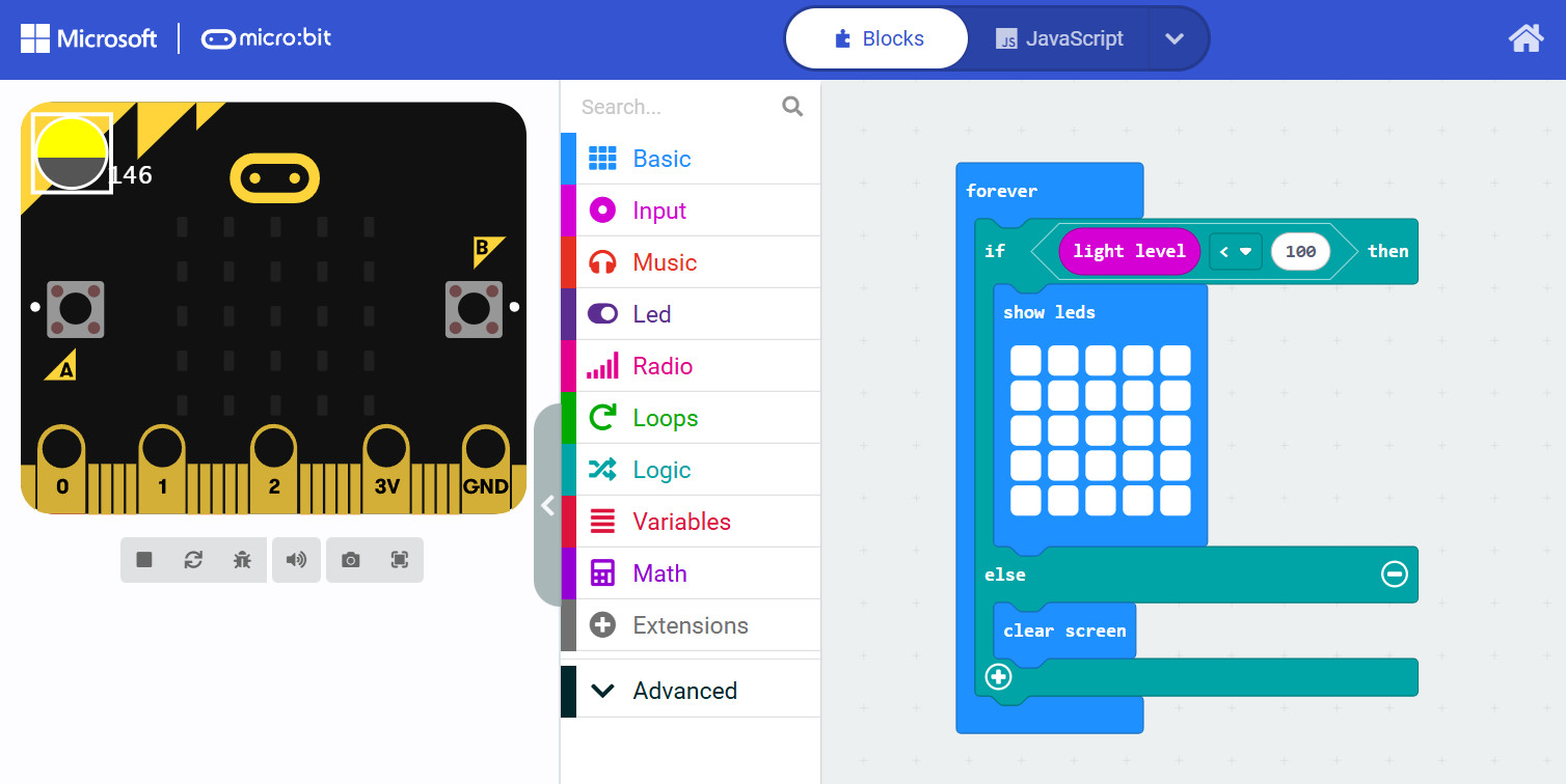 Microbit les2 lichtsensor